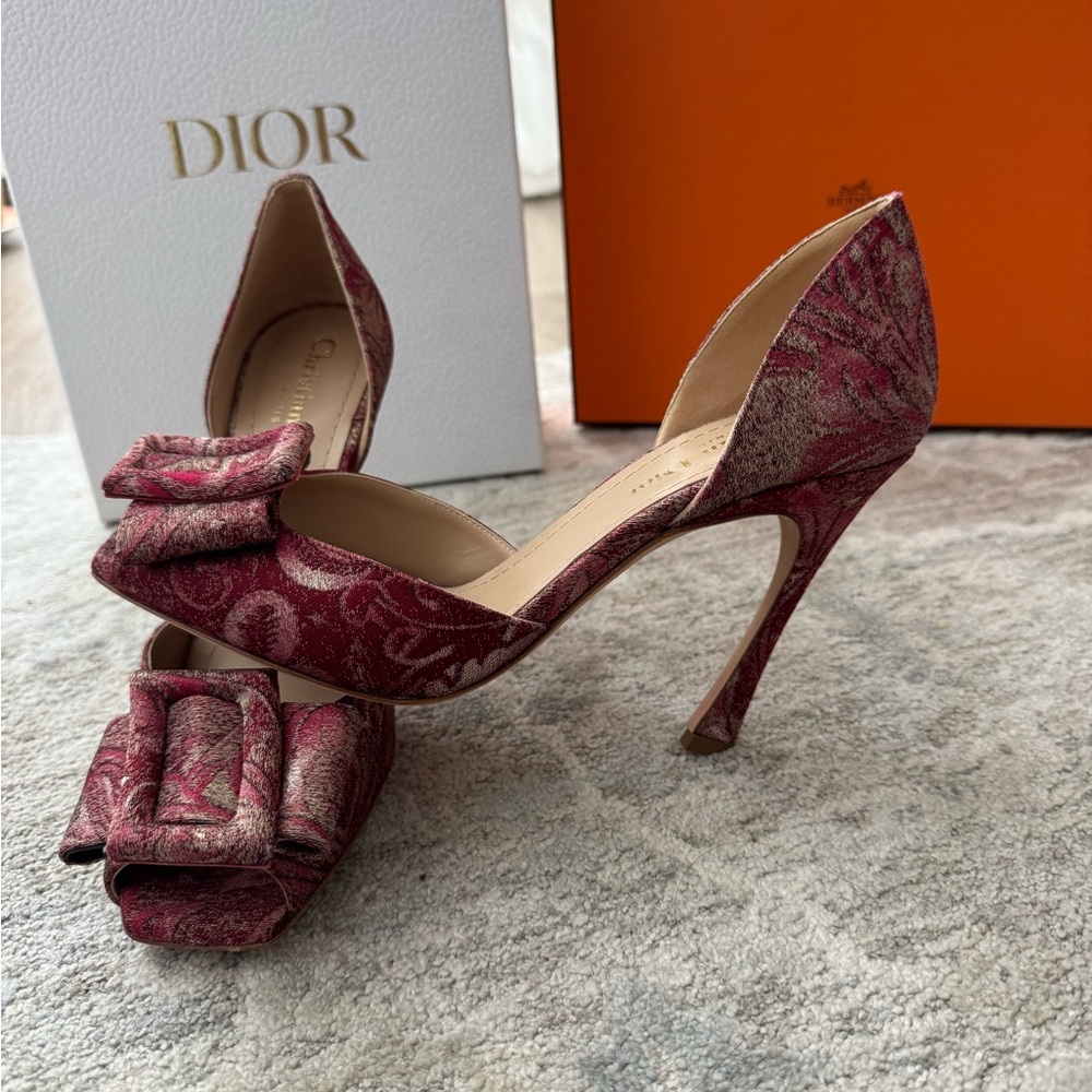 AUTHENTIC Dior Women's Red Peep-Toe Heels NEW W TAGS